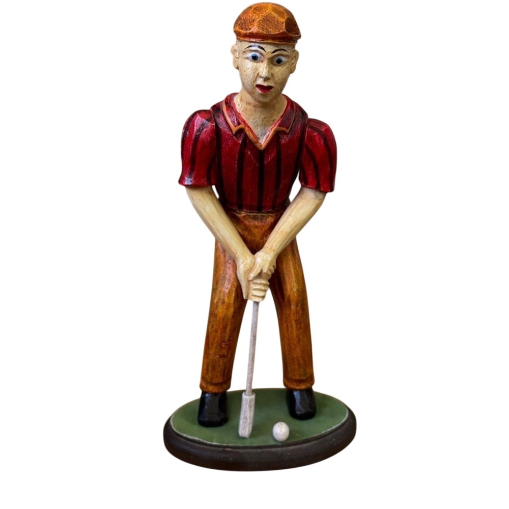 Vintage Golf Putter Figurine on Wooden Base 11" Decor Accent 1970s‎ Style